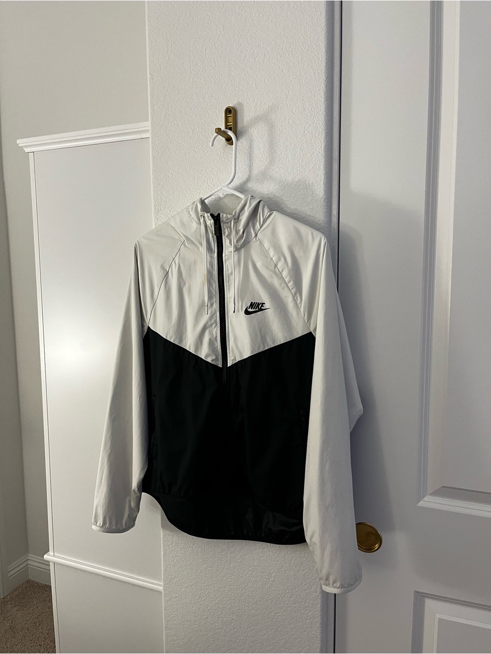 Nike Black and White Colorblock Bomber Jacket with Hood
